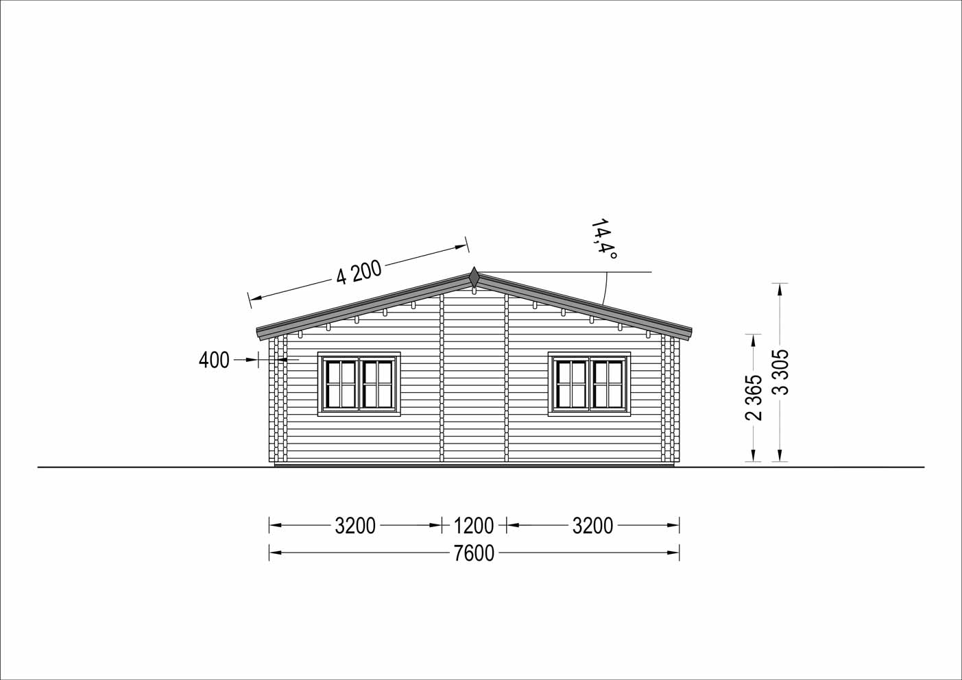 plano trasero casa de madera CÉSAR