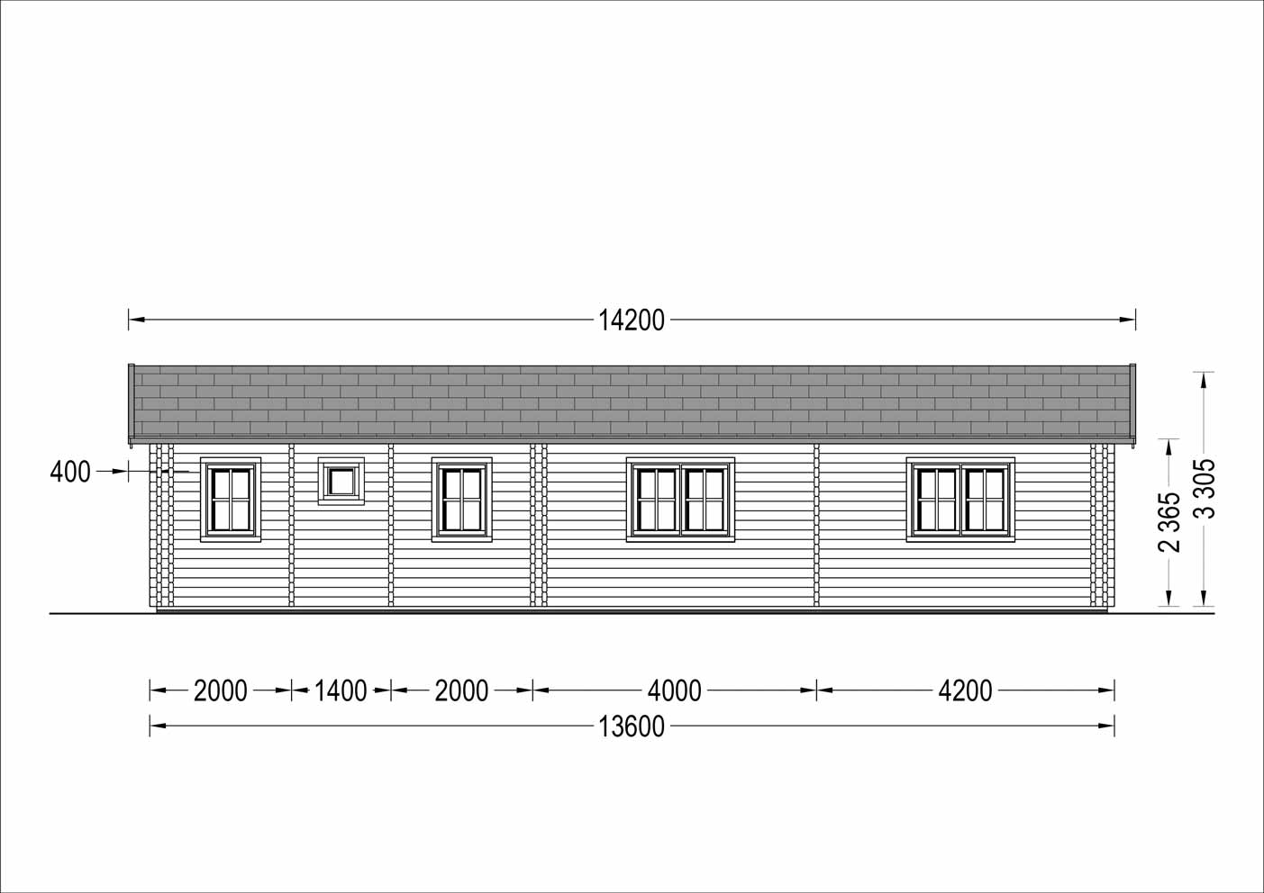 plano lateral derecho casa de madera CÉSAR