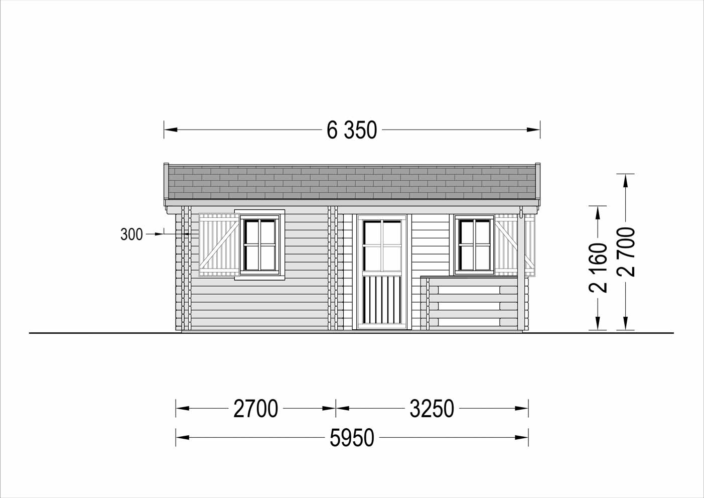 plano frontal casa de madera DANTE