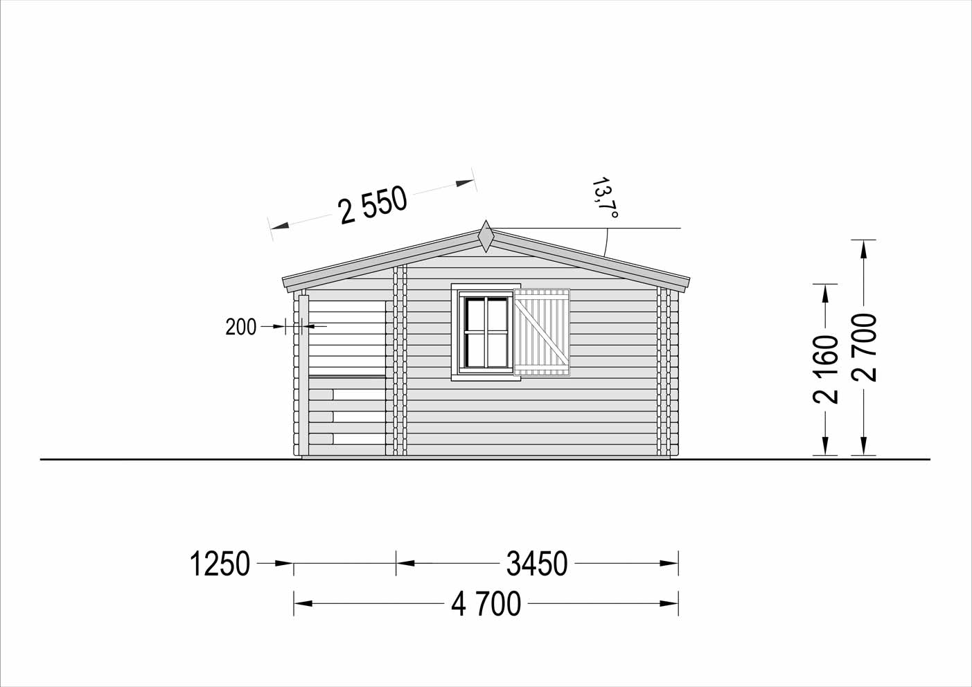 plano lateral derecho casa de madera DANTE