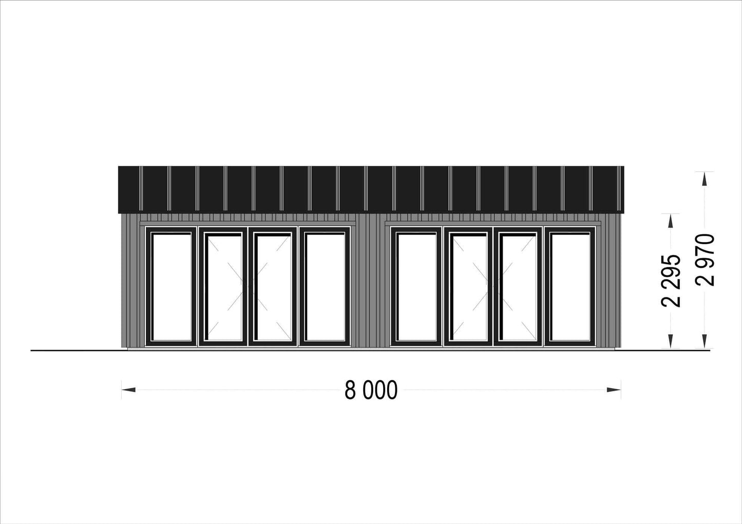 plano frontal casa de madera EROS MODERN