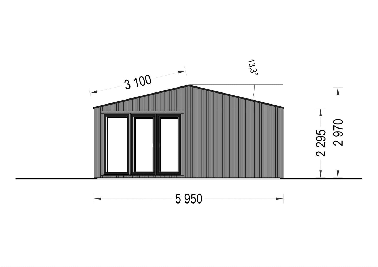plano lateral derecho casa de madera EROS MODERN