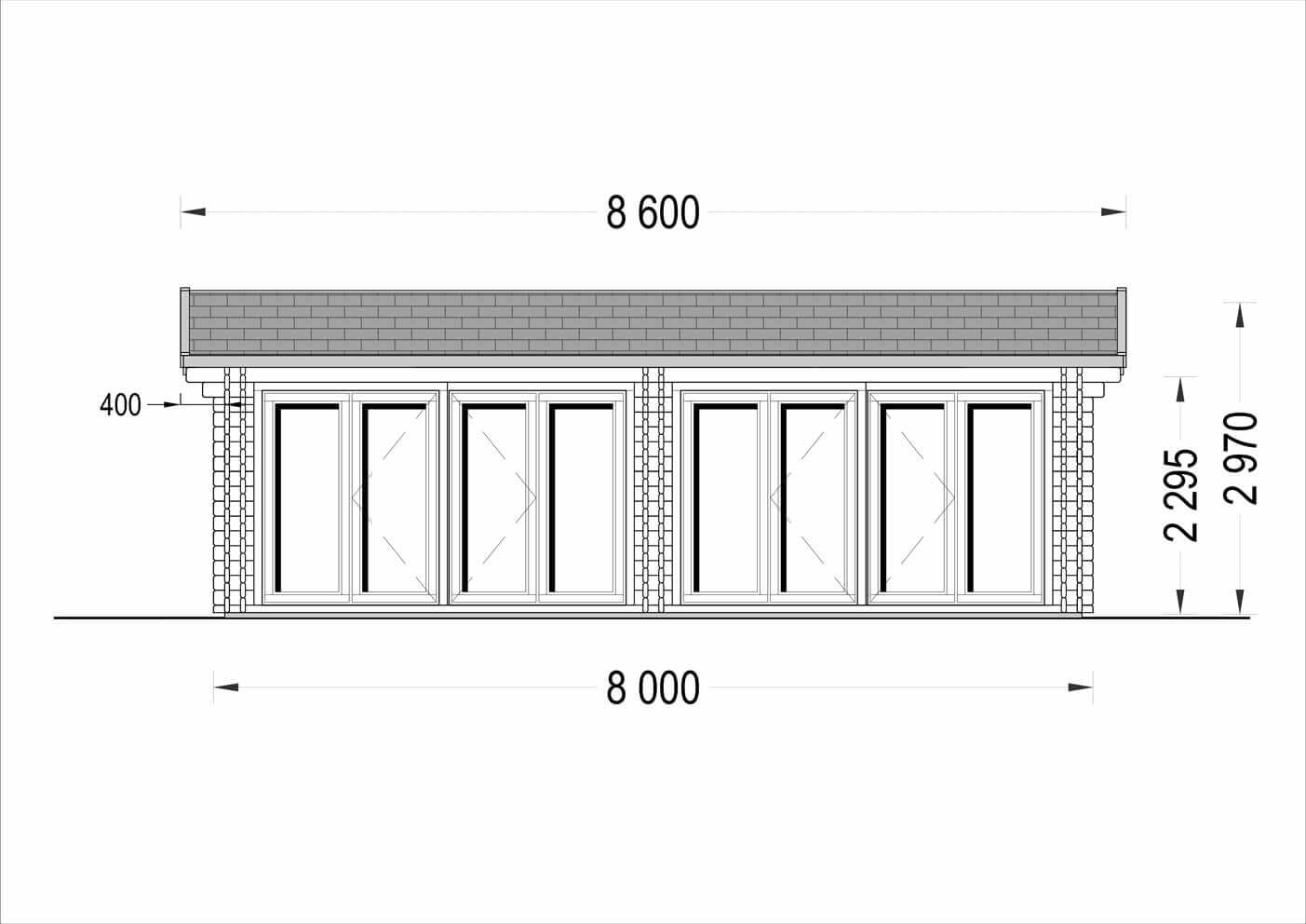 plano frontal casa de madera EROS