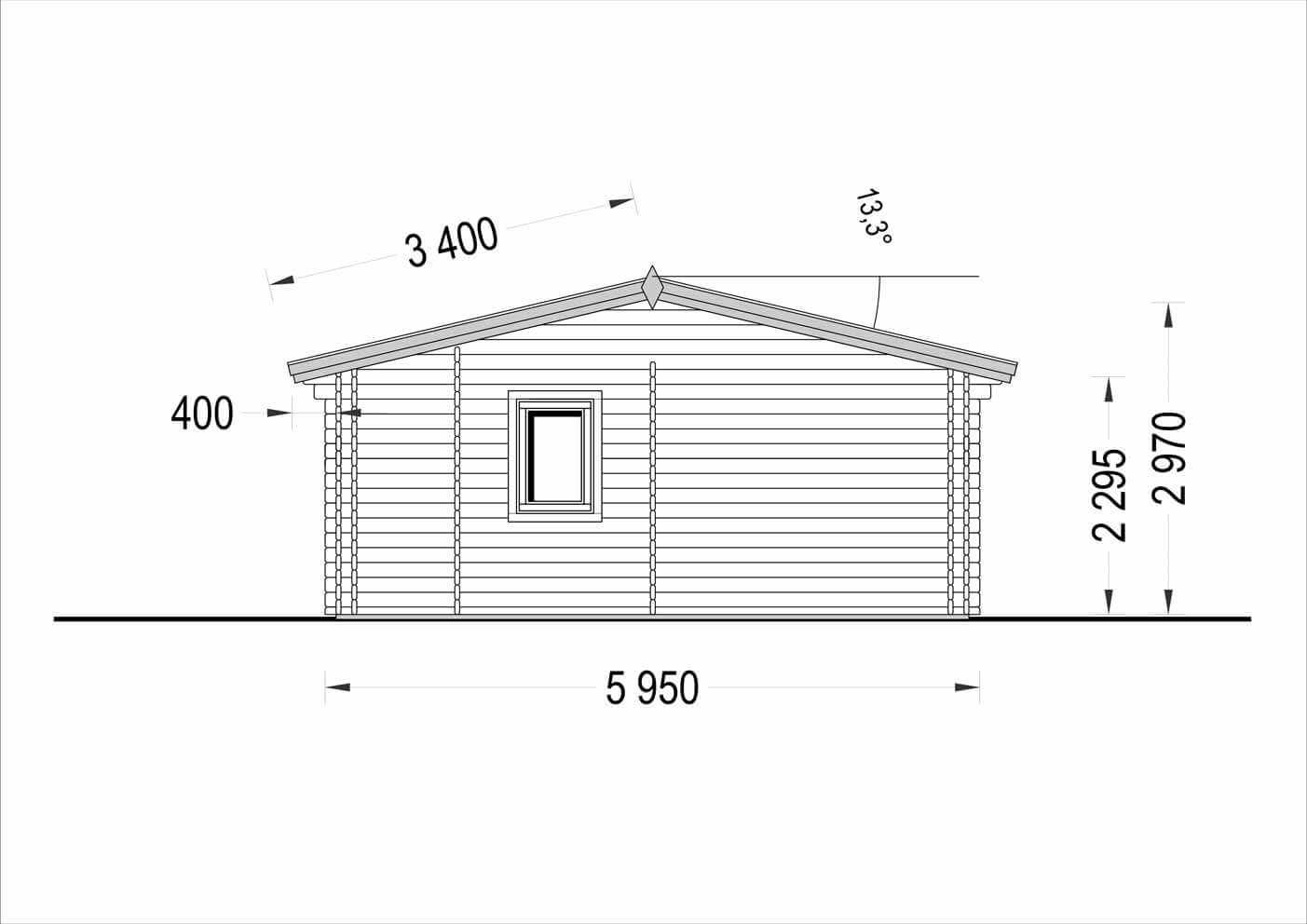 plano lateral izquierdo casa de madera EROS