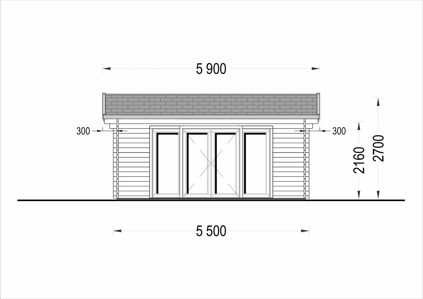 plano lateral izquierdo casa de madera FEDE