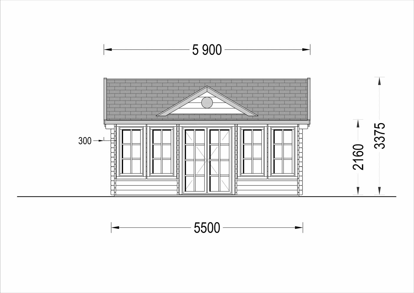 plano frontal casa de madera FERRANDIZ