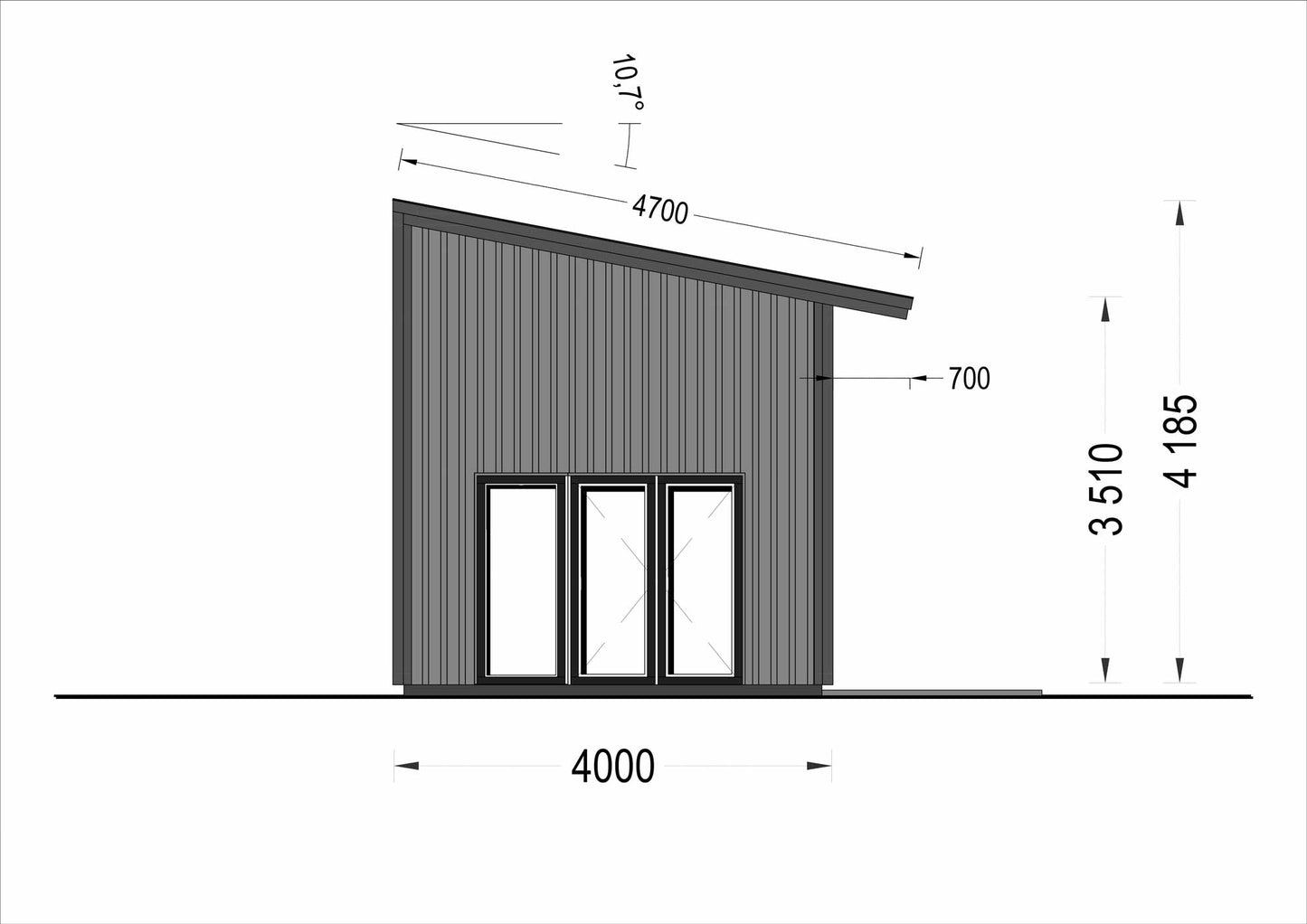 plano lateral izquierdo casa de madera FILO