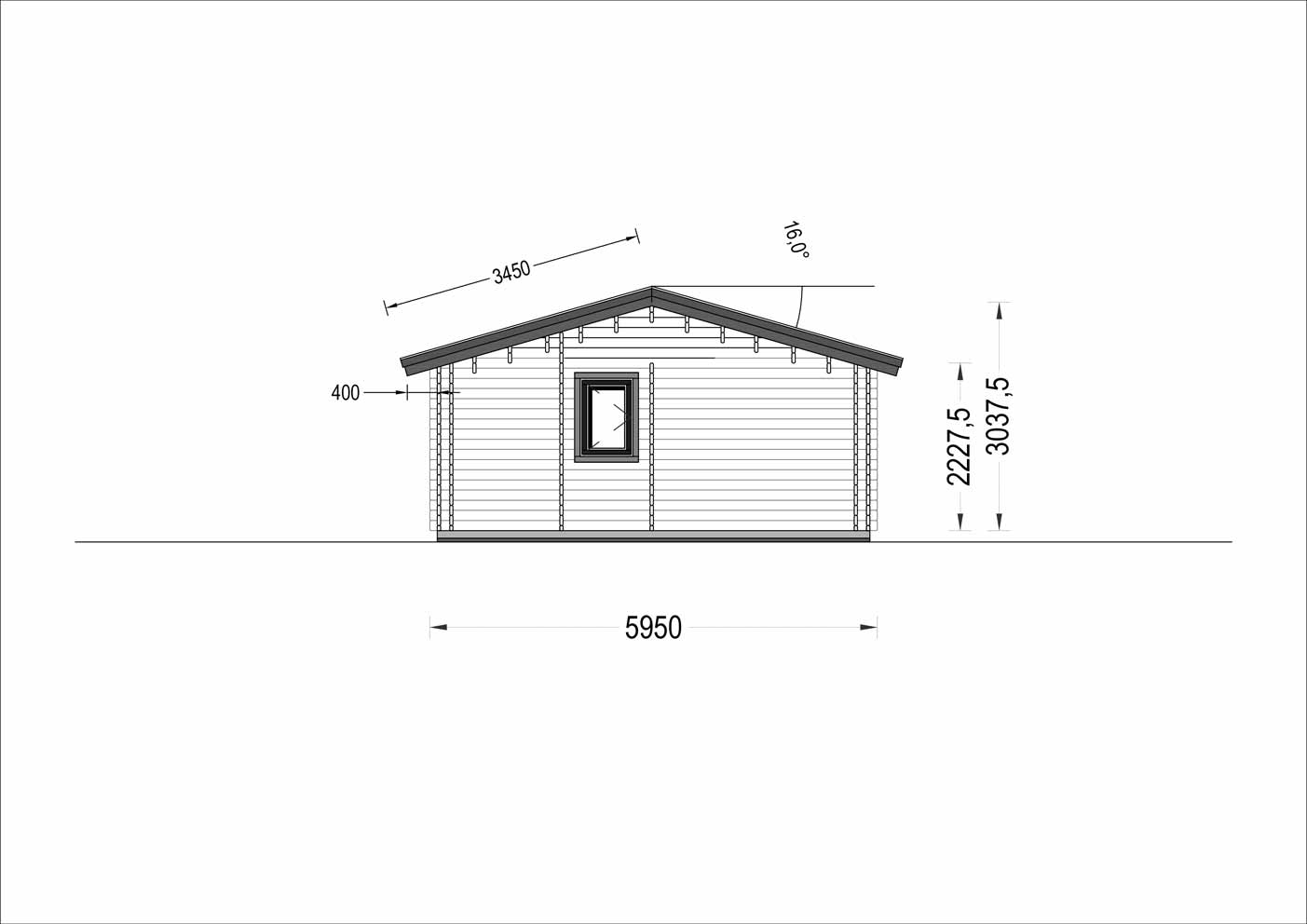 plano lateral izquierdo casa de madera GANGES