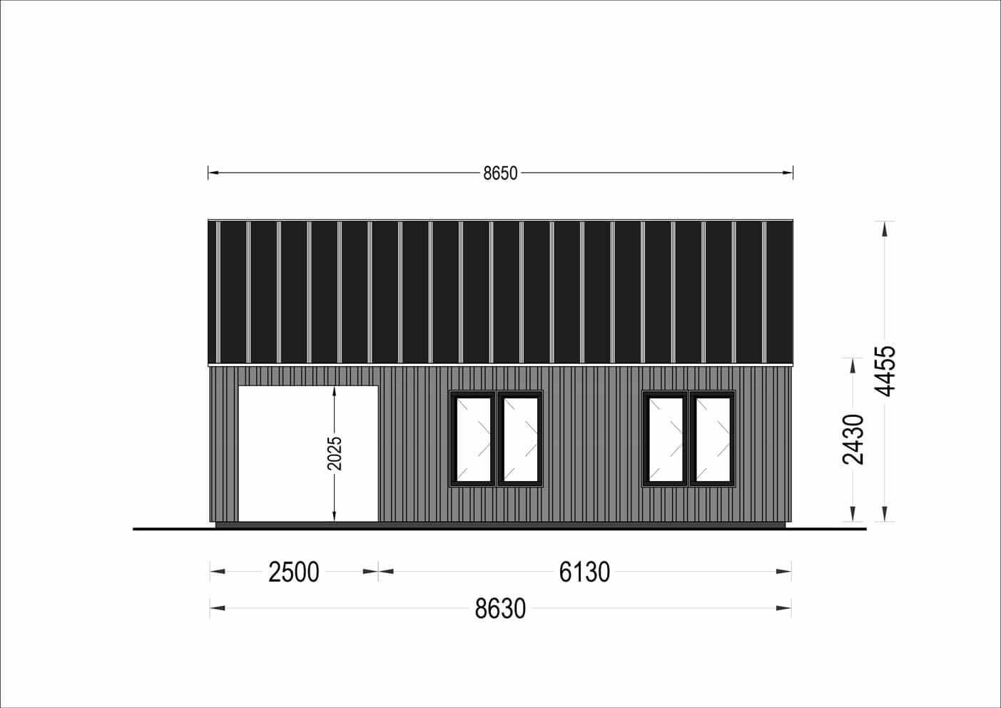plano lateral derecho casa de madera GATHA