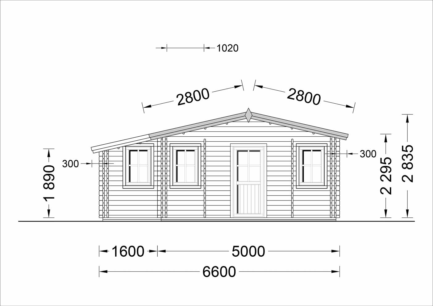 plano frontal casa de madera GIJÓN