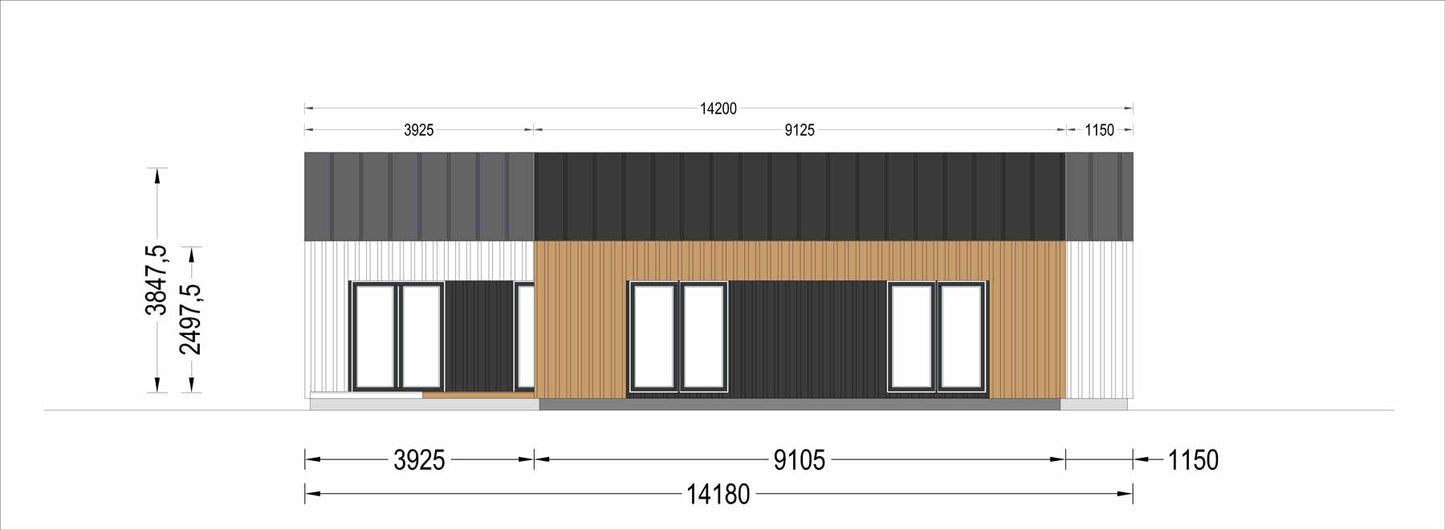 plano lateral izquierdo casa de madera HACHE
