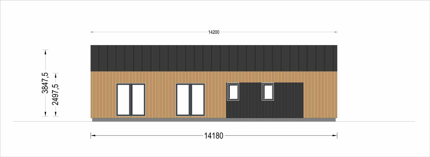 plano lateral derecho casa de madera HACHE