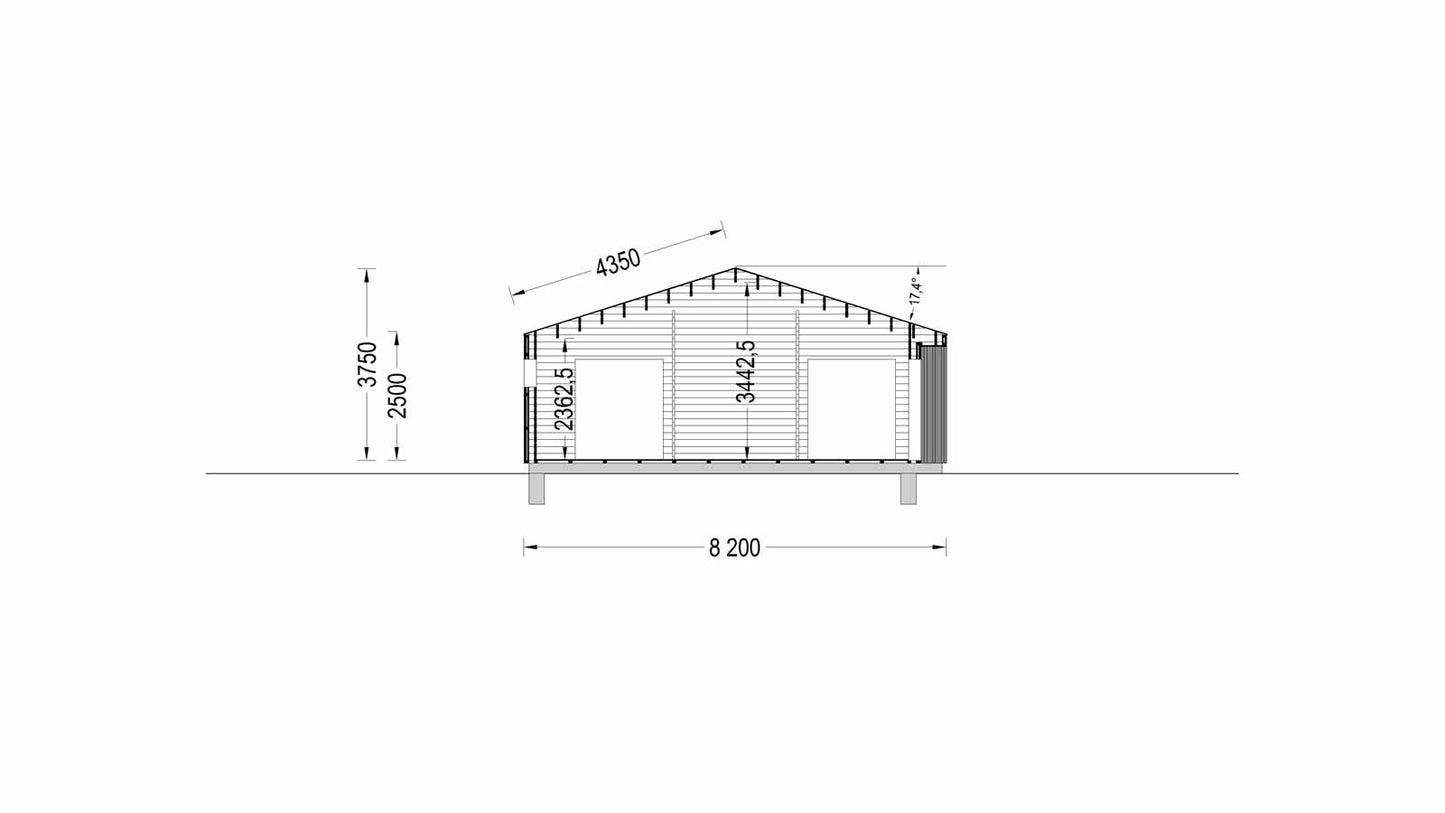 plano altura e inclinación casa de madera IBIZA
