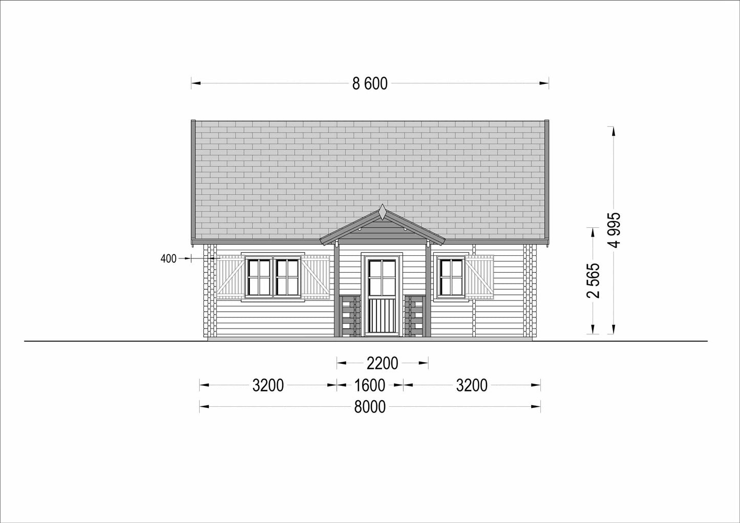 plano frontal casa de madera INMA