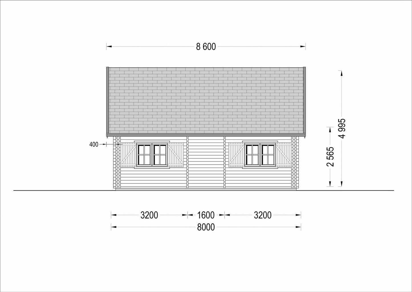 plano trasero casa de madera INMA