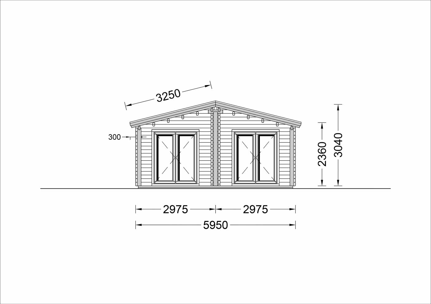 plano lateral derecho casa de madera KAISER