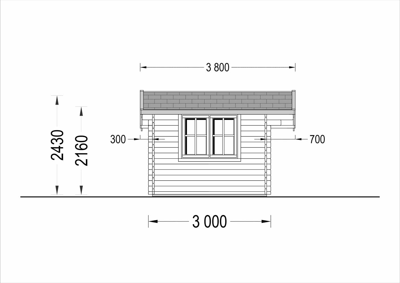 plano lateral izquierdo casa de madera KINGSTON