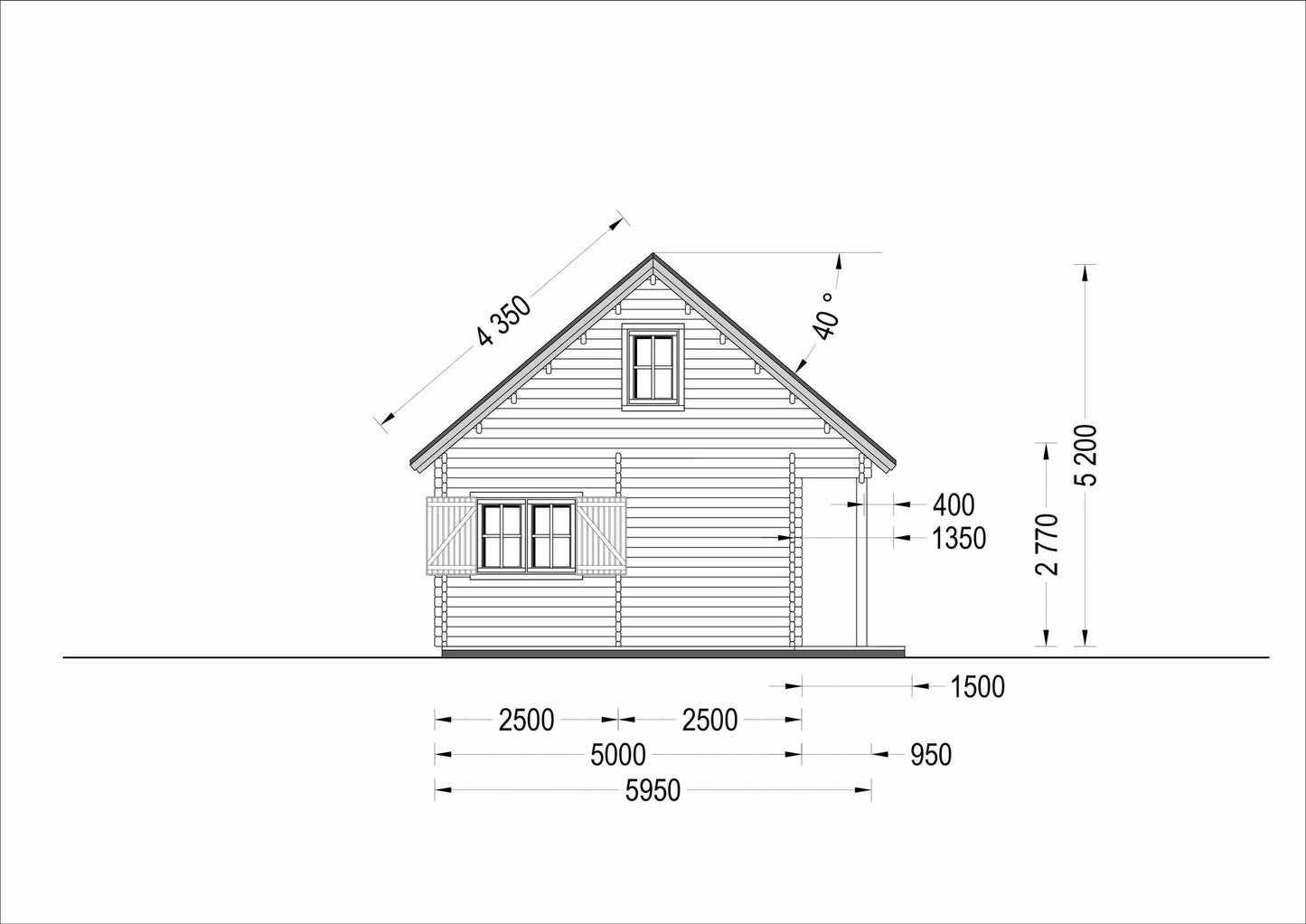 plano lateral izquierdo casa de madera LAURA