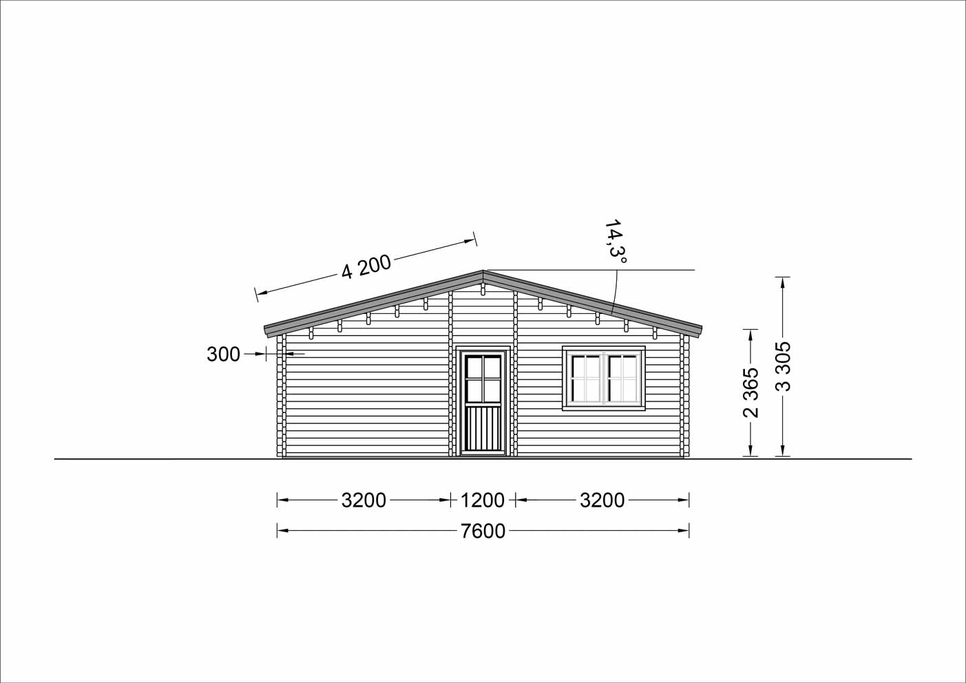 plano frontal casa de madera LEMOND