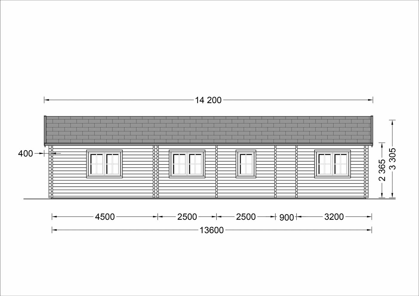 plano lateral derecho casa de madera LEMOND