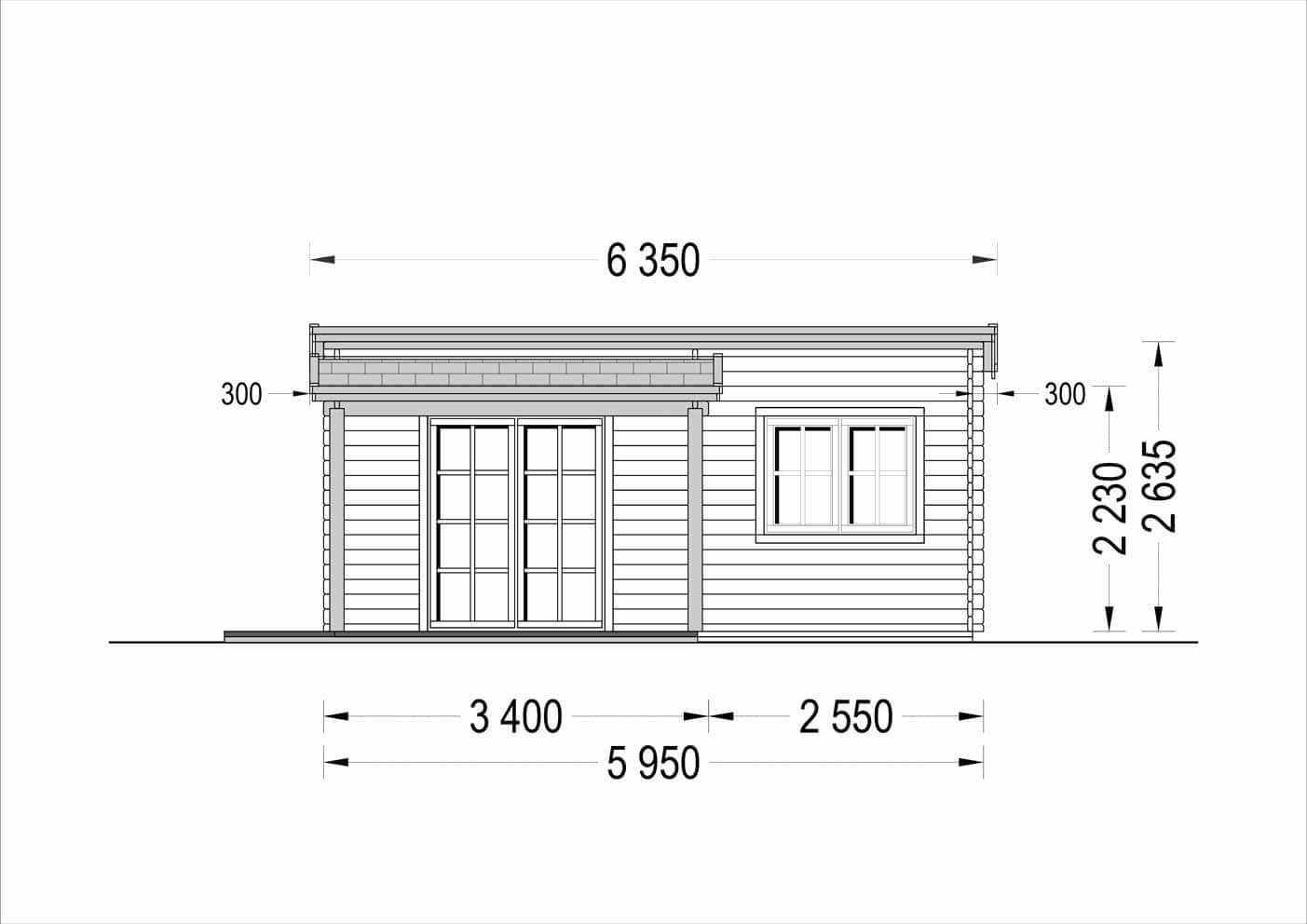 plano frontal casa de madera ELENA