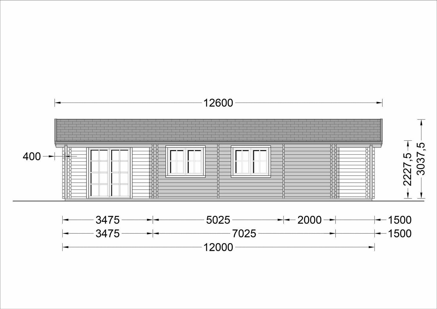 plano lateral izquierdo casa de madera MADRID