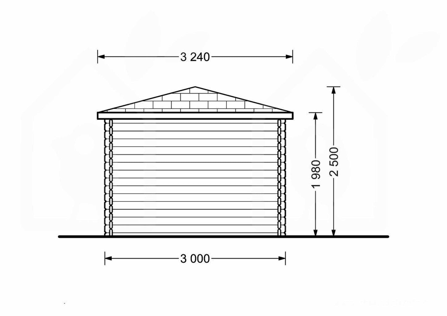 plano lateral derecho casa de madera MAYA