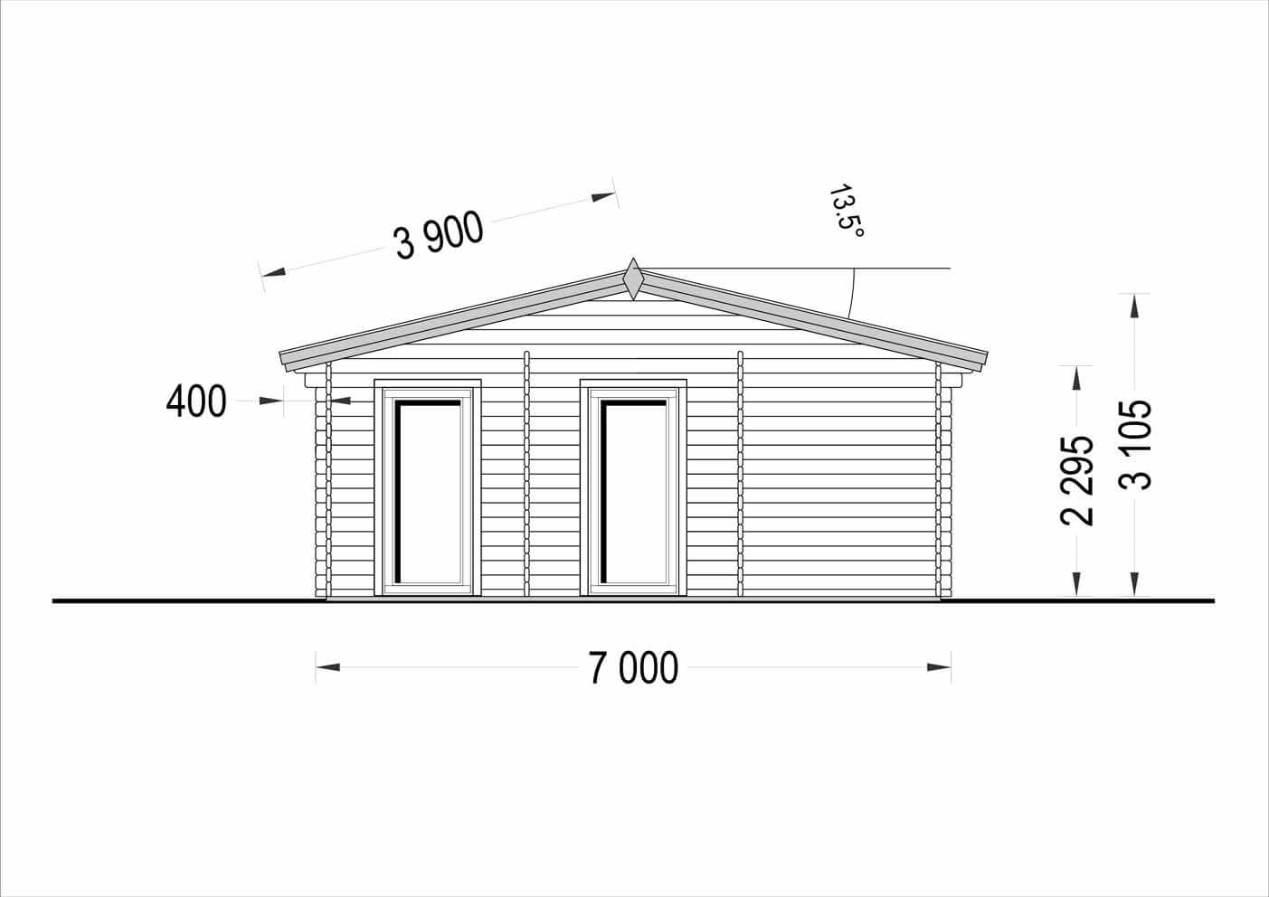 plano lateral derecho casa de madera MILÁN