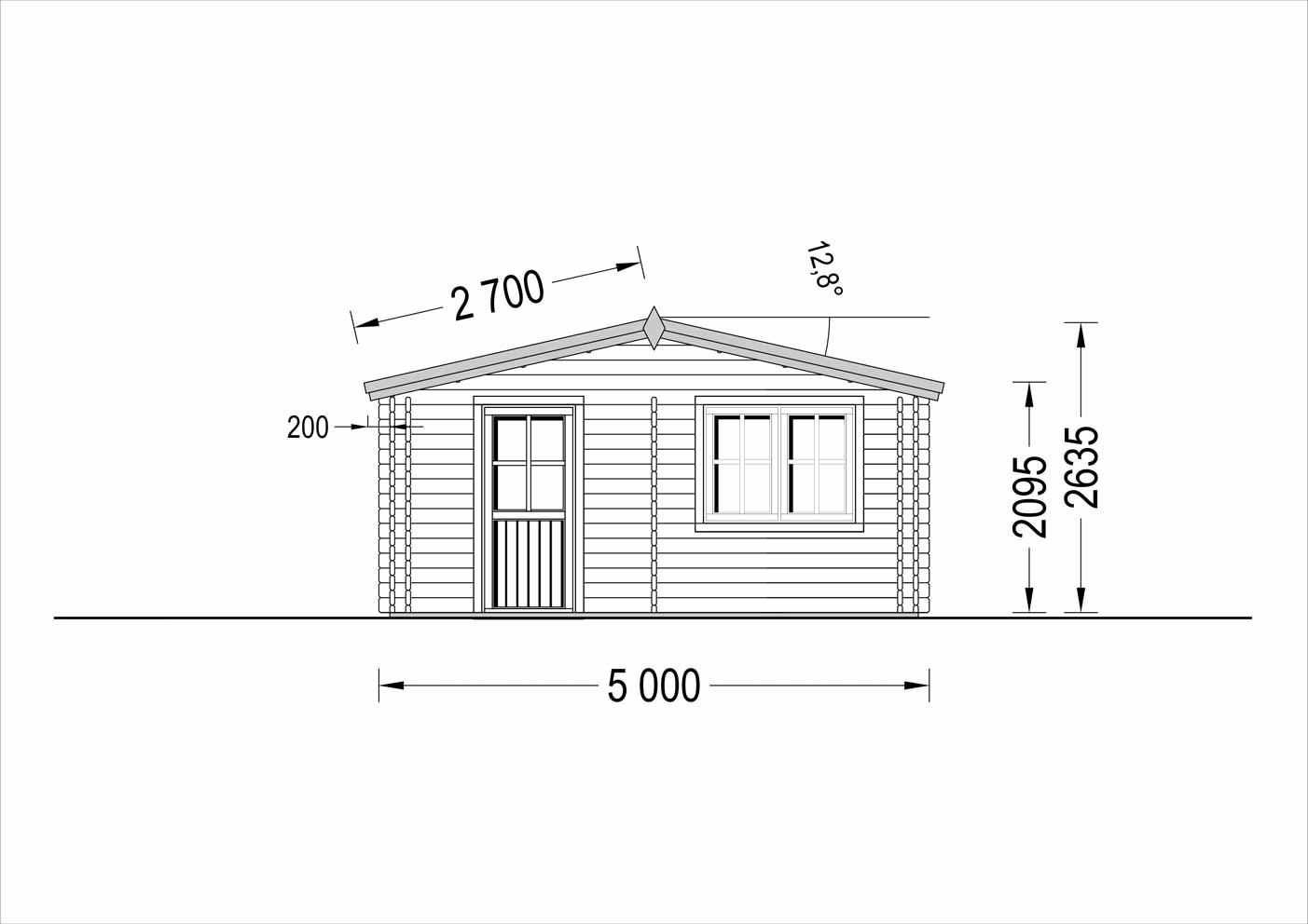 plano frontal casa de madera NANI