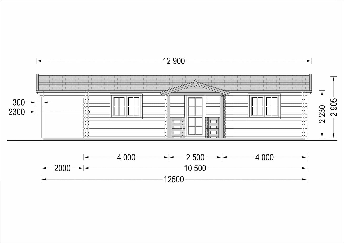 plano lateral derecho casa de madera NEPTUNO