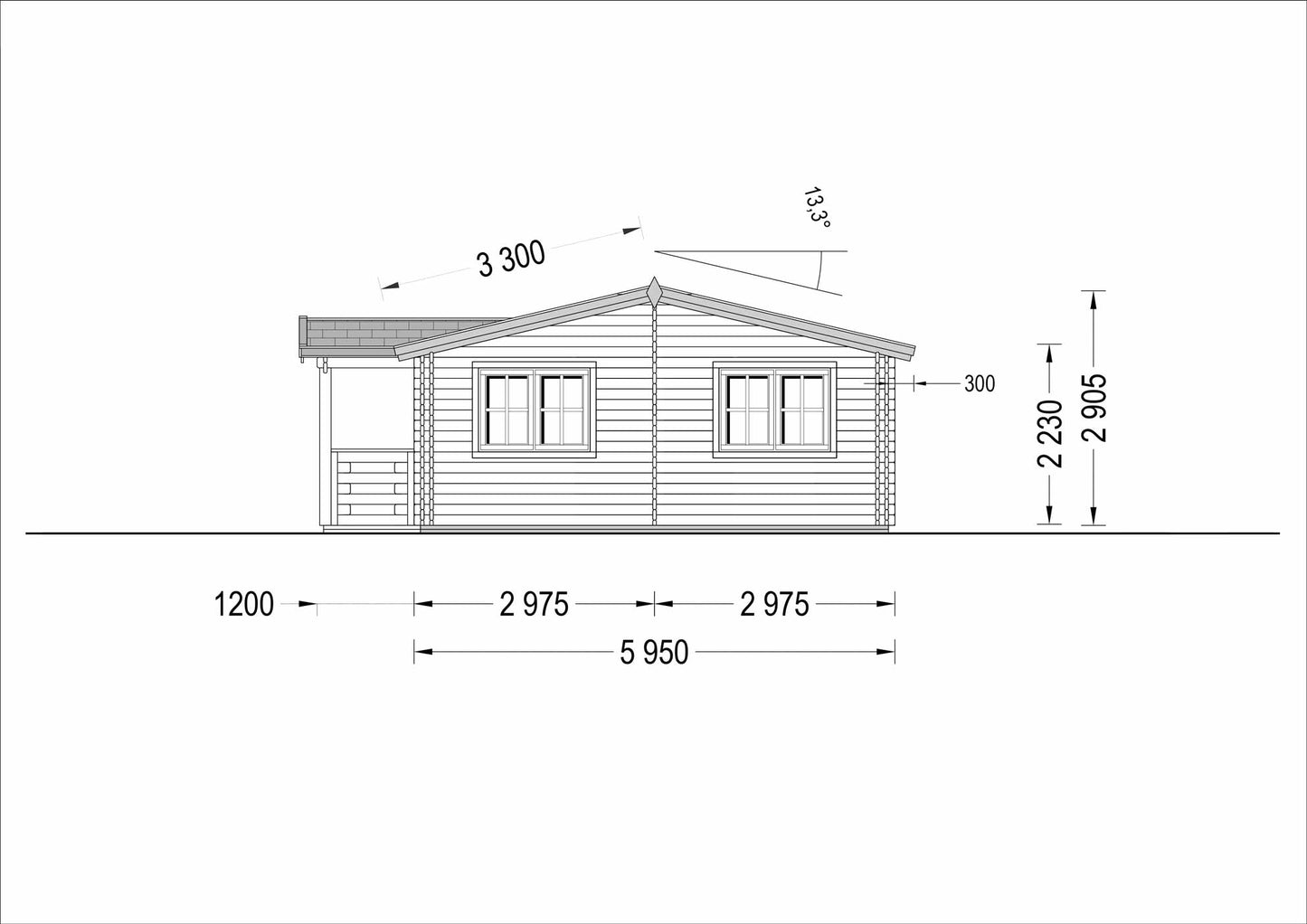 plano trasero casa de madera NEPTUNO