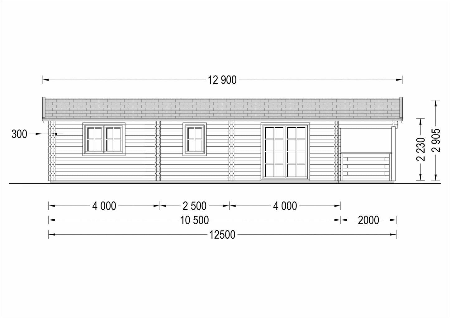 plano lateral izquierdo casa de madera NEPTUNO