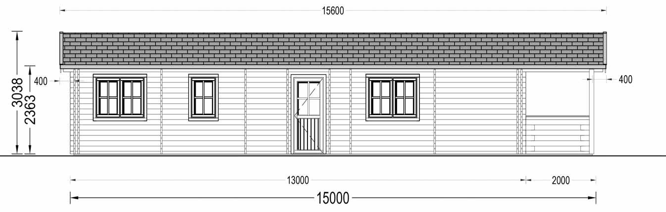 plano frontal casa de madera NOVA