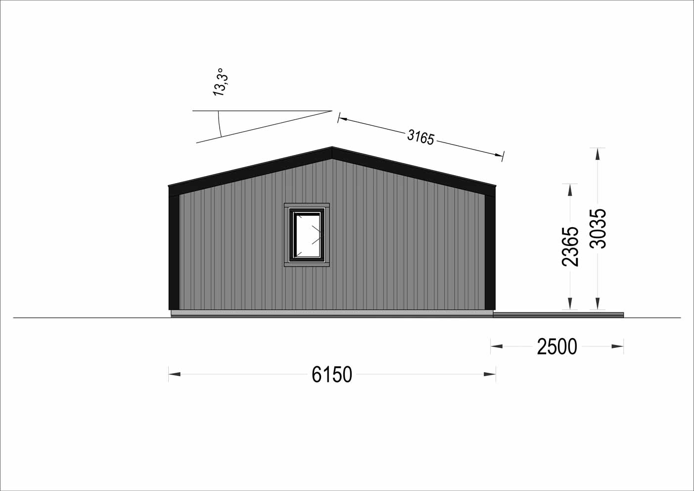 plano lateral derecho casa de madera PINKMAN