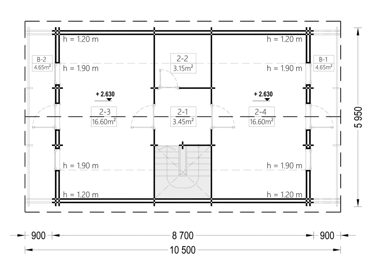 plano primera planta casa de madera LAGOS