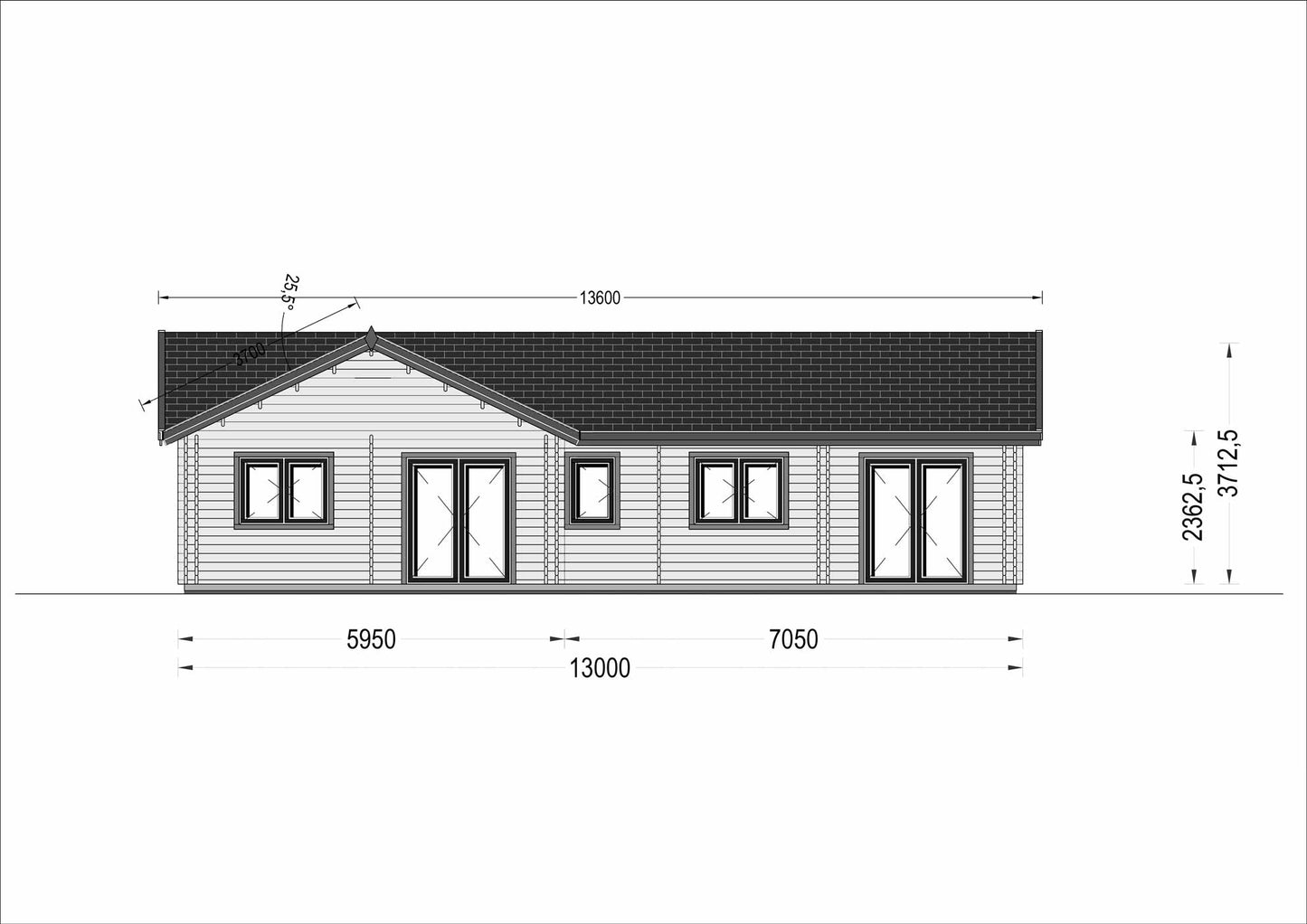plano trasero casa de madera PODIUM