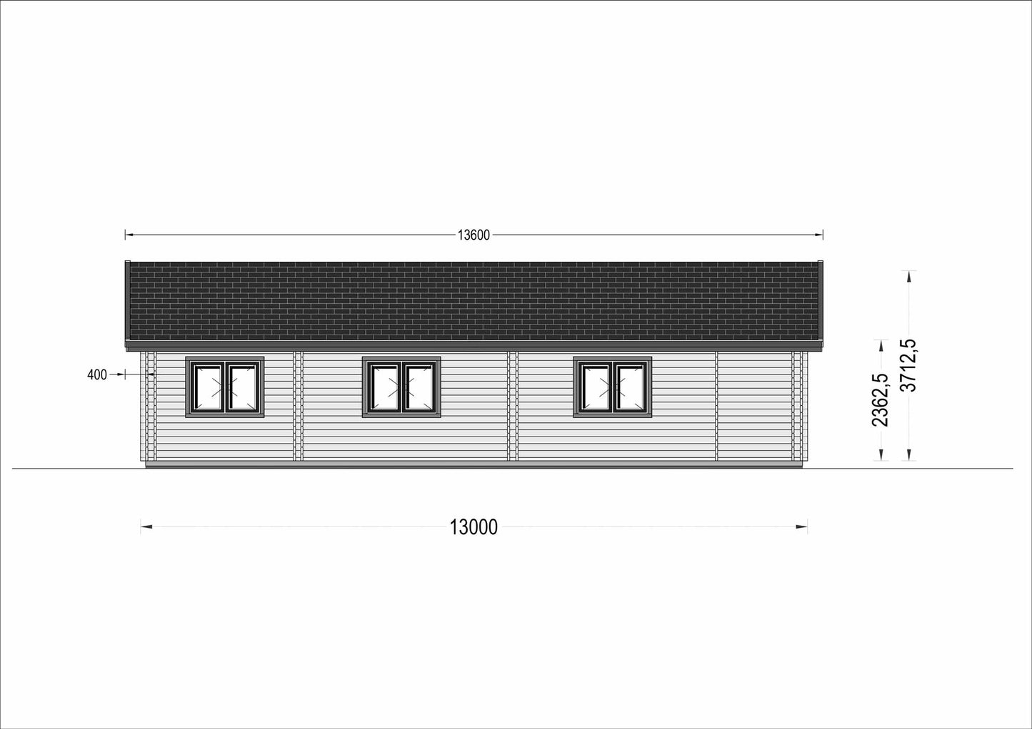 plano lateral izquierdo casa de madera PODIUM