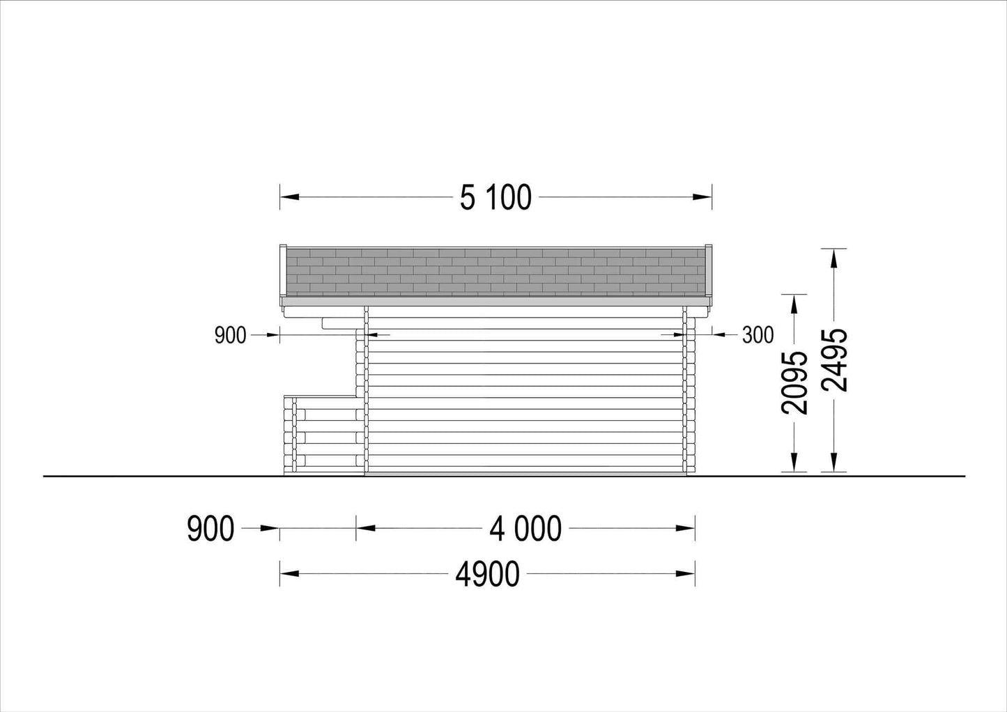 plano lateral derecho casa de madera QUEEN