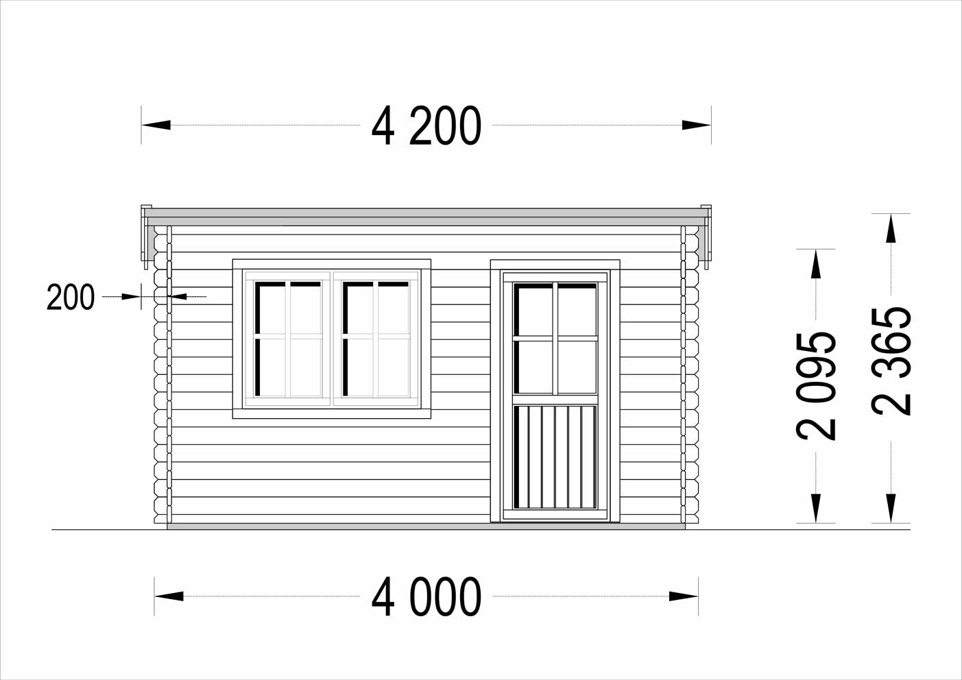 plano frontal casa de madera REUS TEJADO PLANO