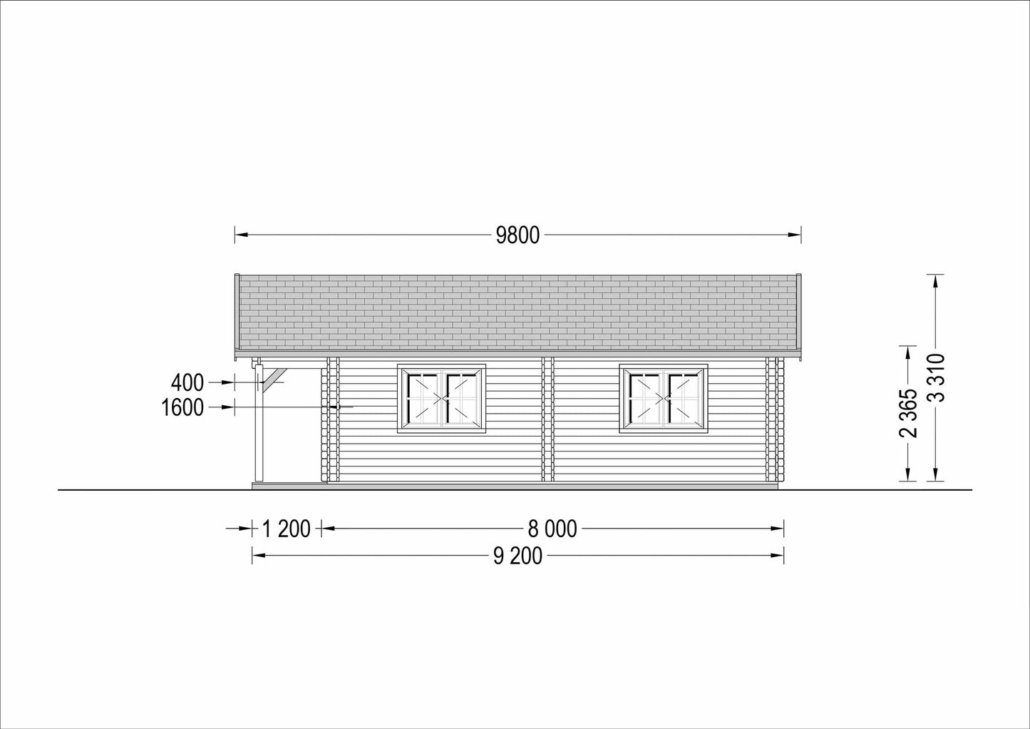 plano lateral derecho casa de madera RIVER