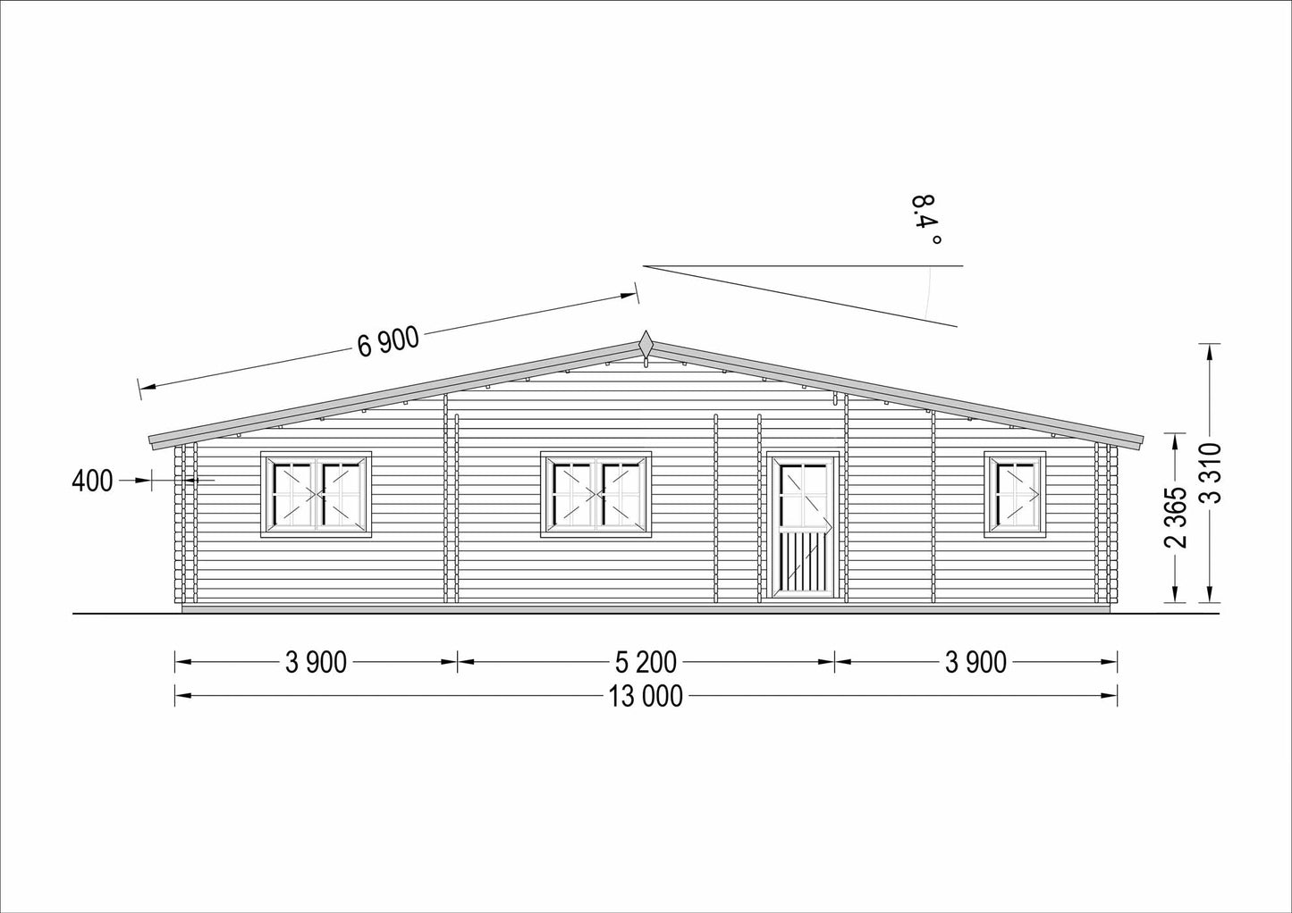 plano trasero casa de madera RIVER