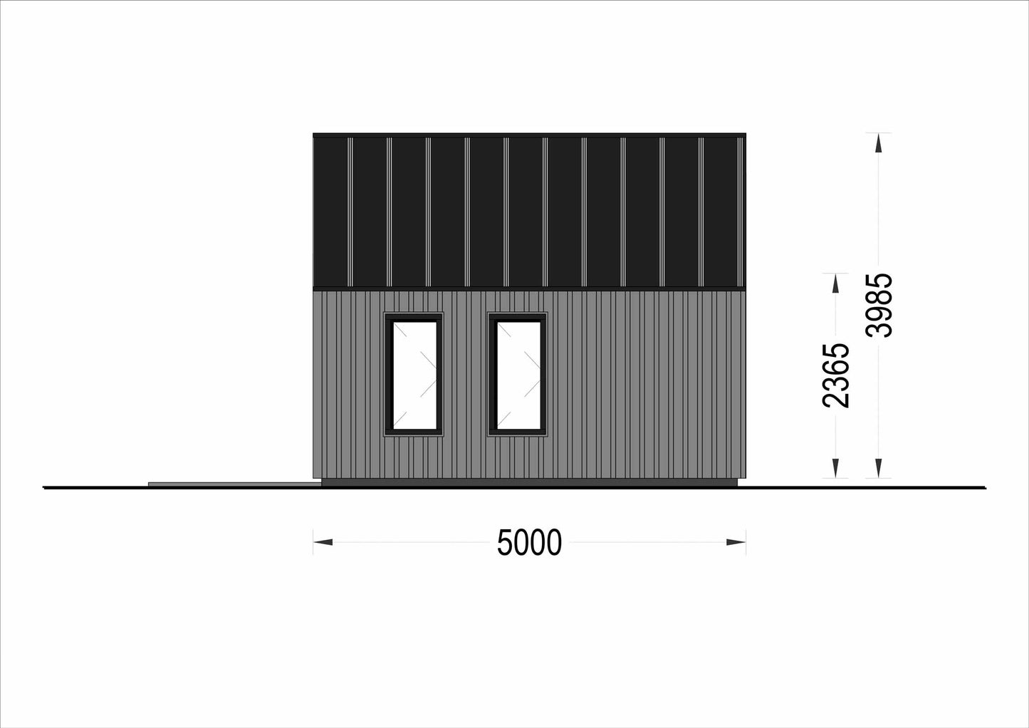 plano lateral derecho casa de madera SULLIVAN