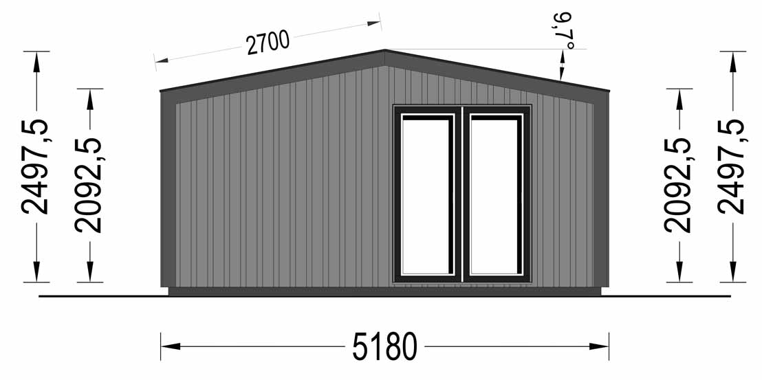 plano lateral izquierdo casa de madera TISCAR