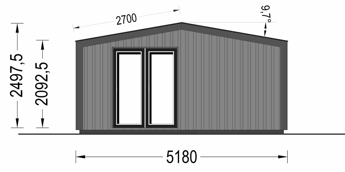 plano lateral derecho casa de madera TISCAR