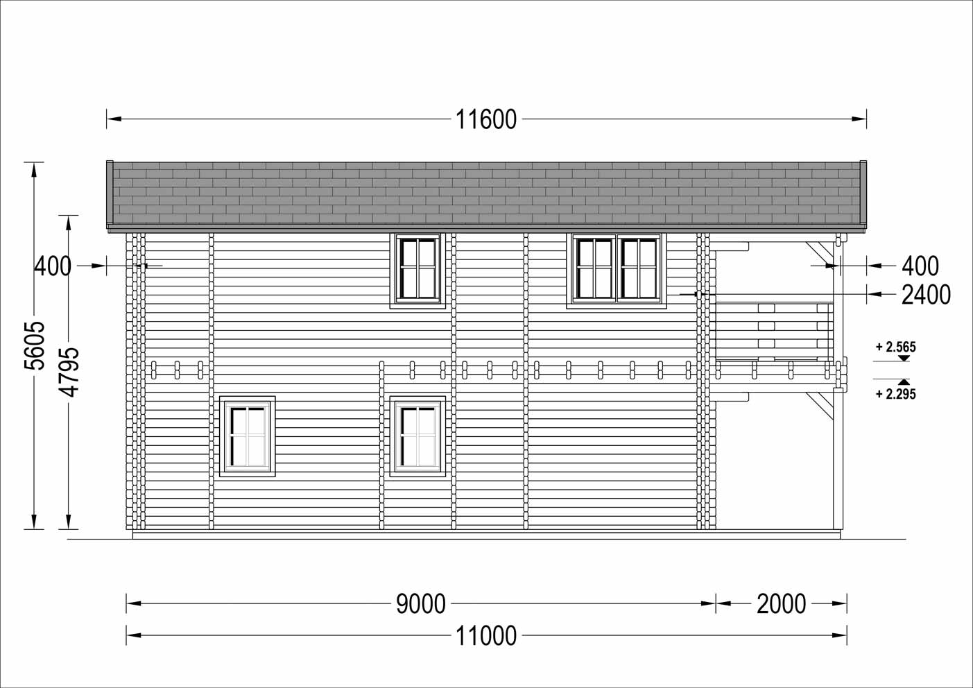 plano lateral derecho casa de madera TOULALAN
