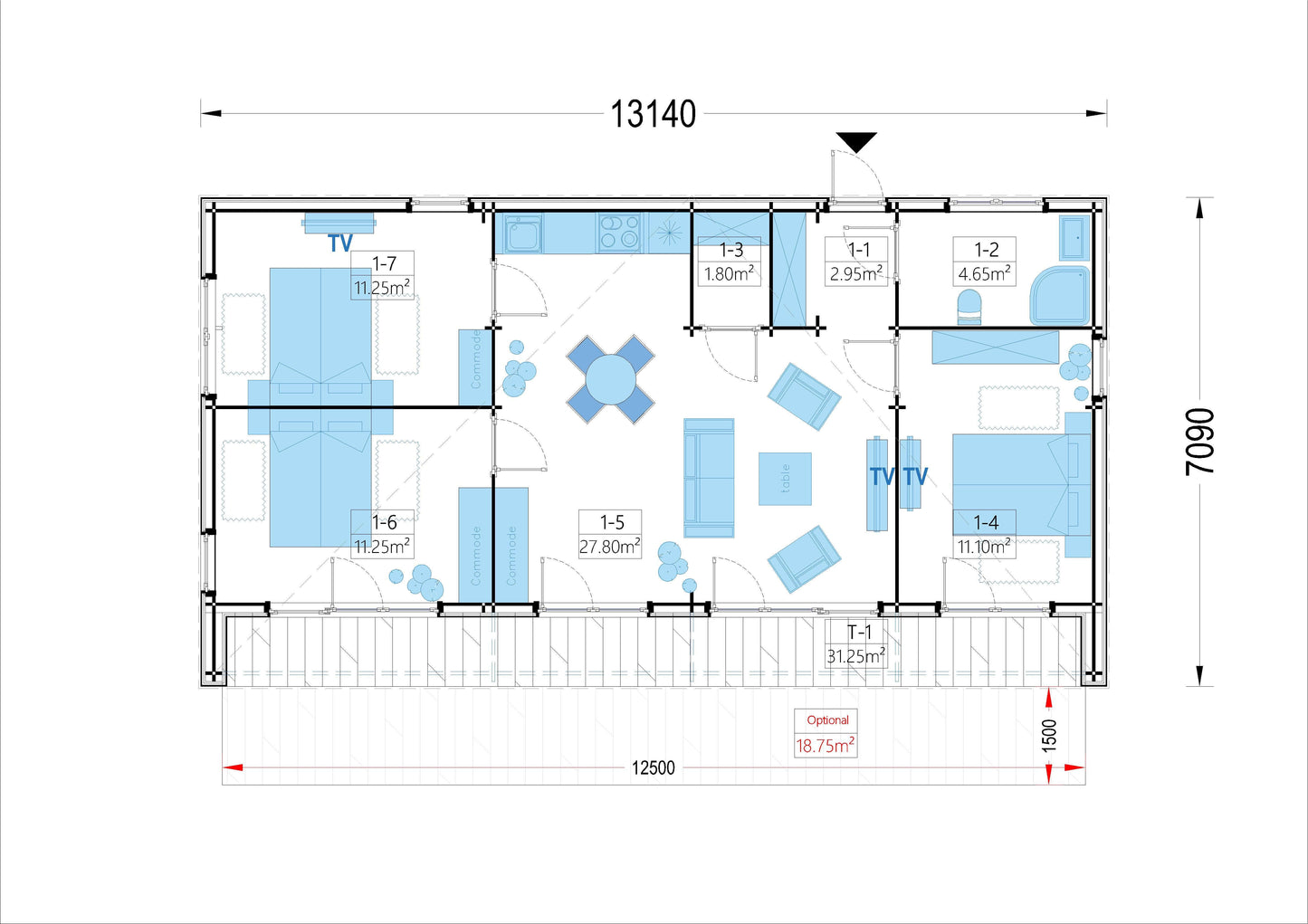 plano planta casa de madera AKAYA III