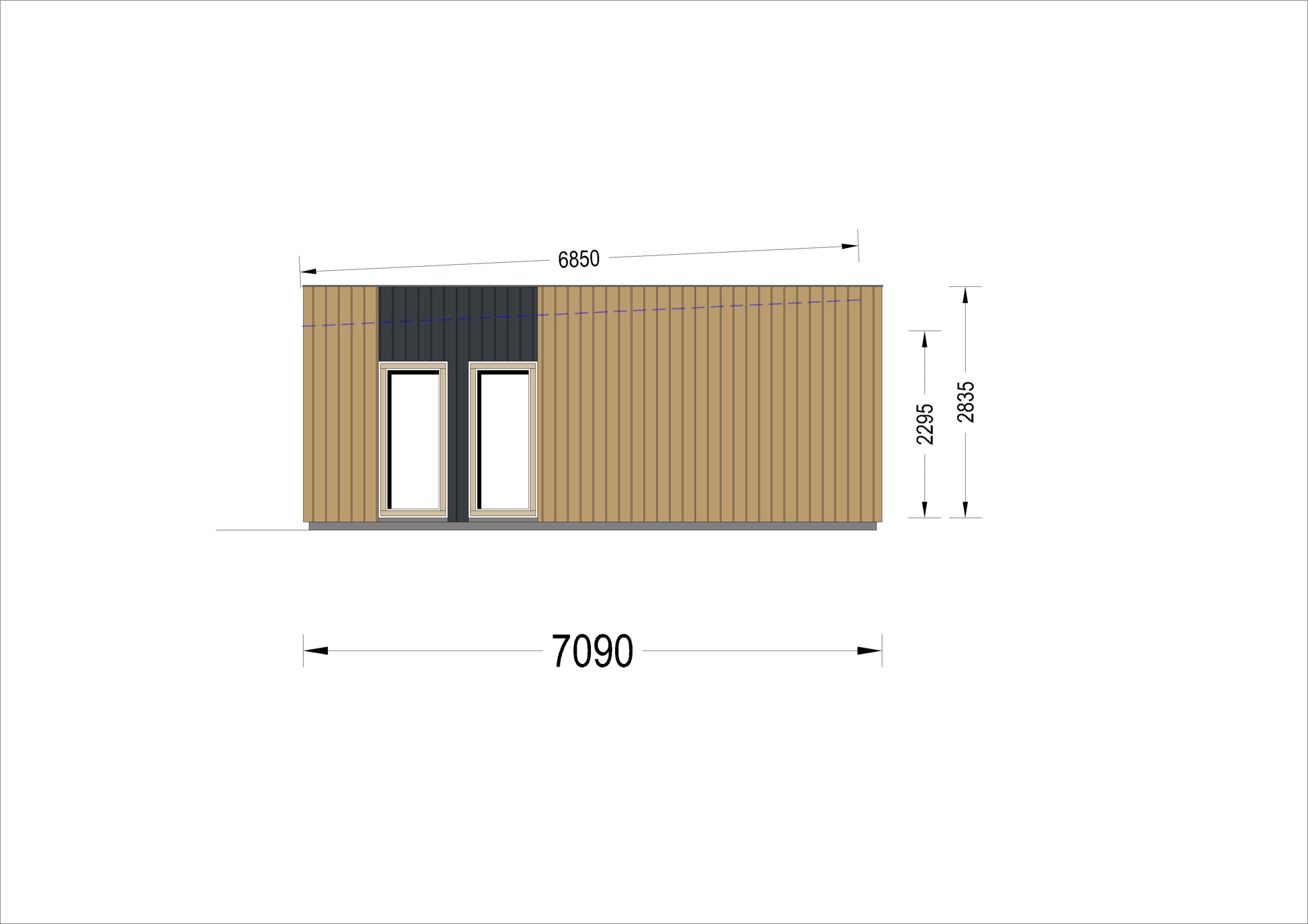  plano casa de madera AKAYA II lateral derecho