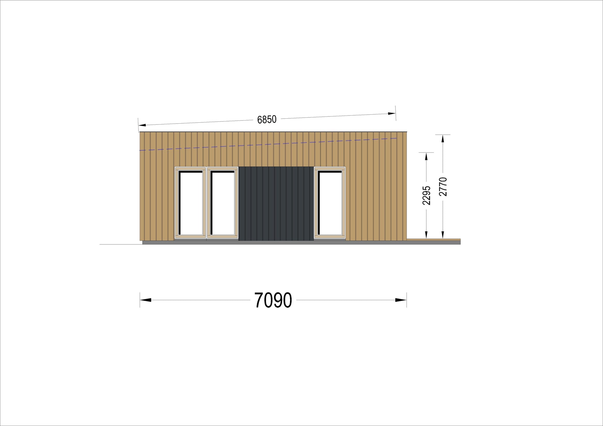 plano lateral derecho casa de madera AKAYA III