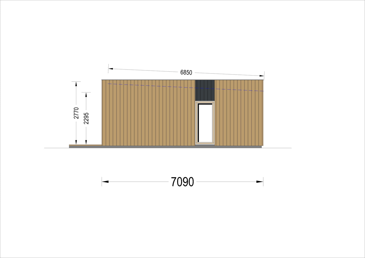 plano lateral izquierdo casa de madera AKAYA III