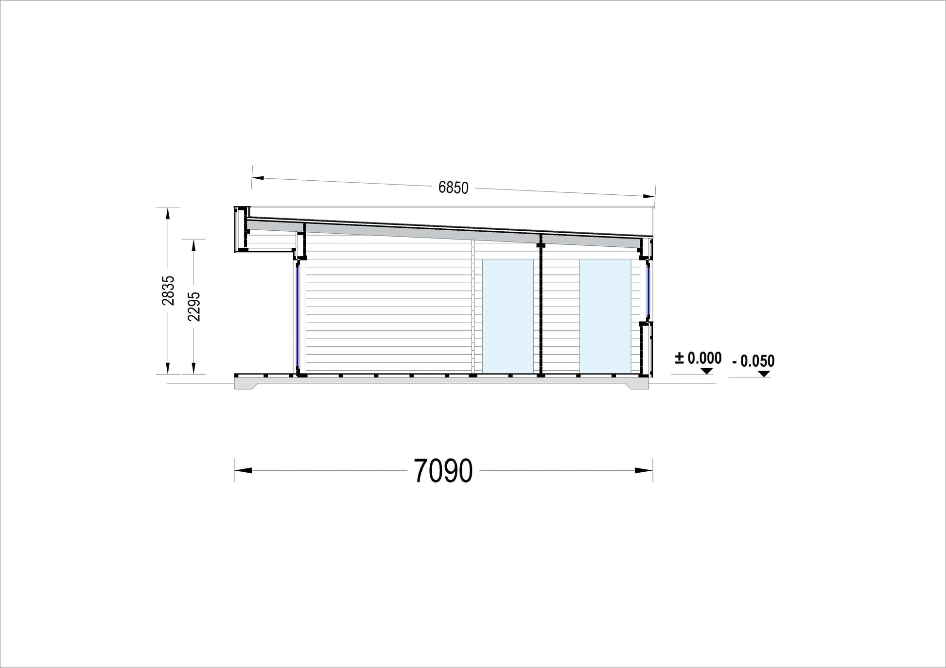 plano lateral derecho casa de madera AKAYA III